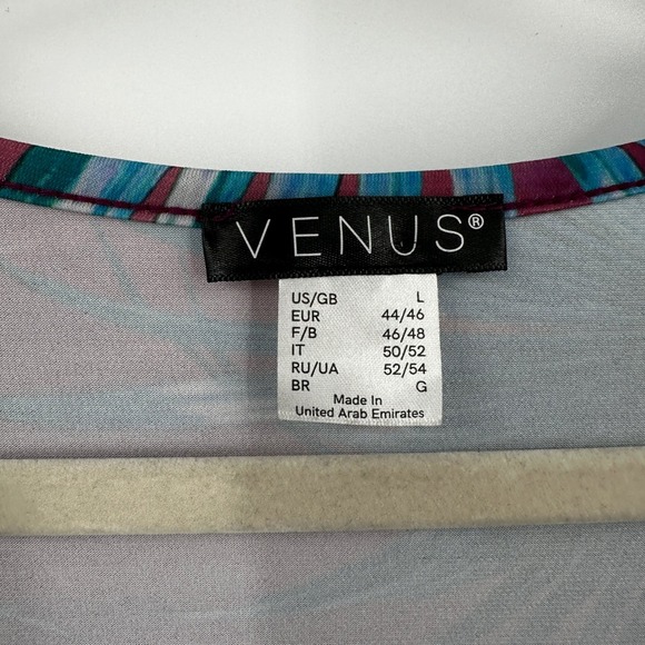 Venus Tropical Palm Leaf Print VNeck Bodycon Mini Dress Purple Blue Large Resort - Picture 4 of 10